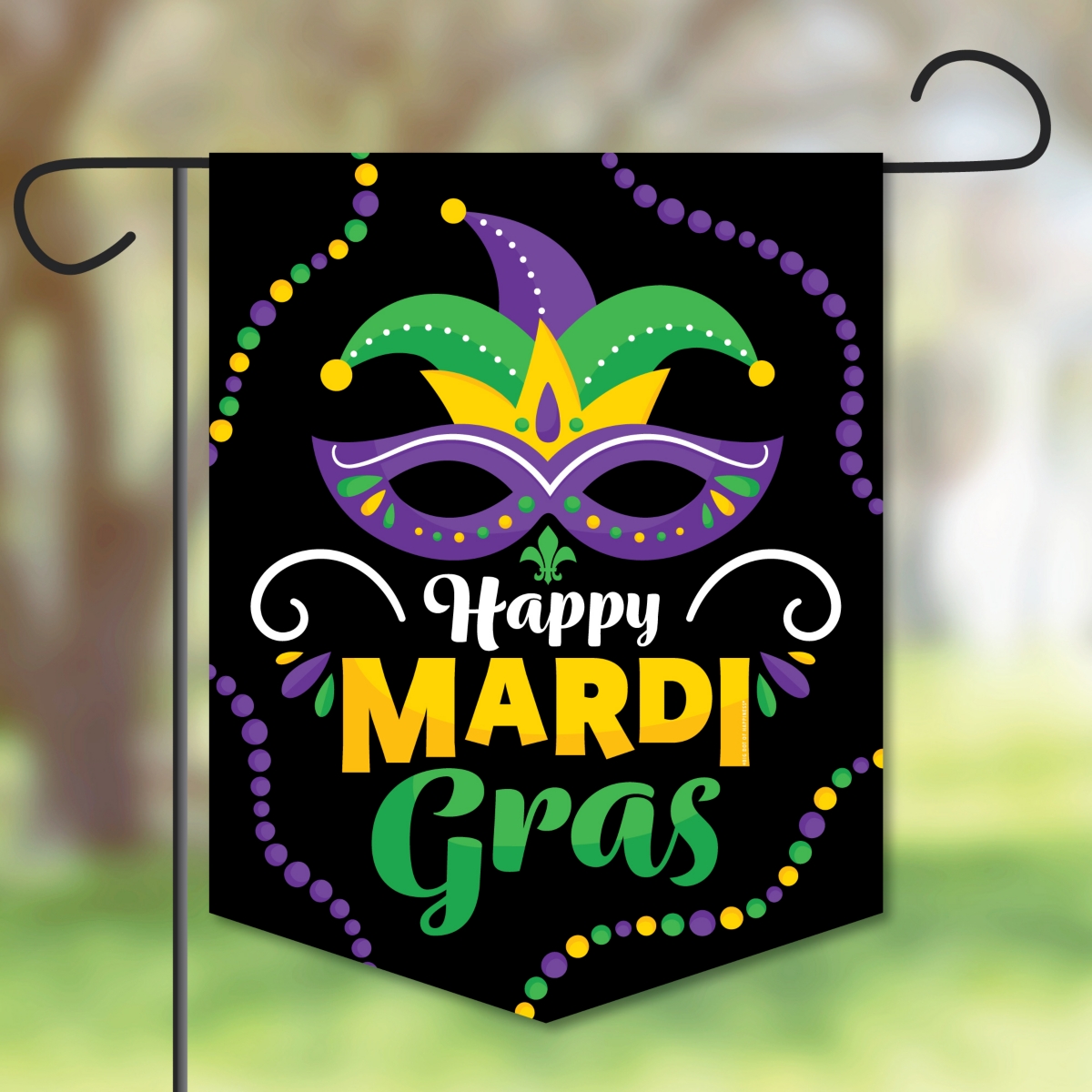 Colorful Mardi Gras Mask - Masquerade Party Garden Flag - 12 x 15.25 inches