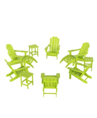 12 Piece Set Outdoor Folding Adirondack Chairs with Ottoman Side Table