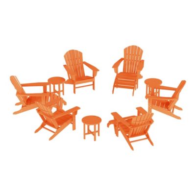 12 Piece Set Outdoor Adirondack Chair With Ottoman Side Table