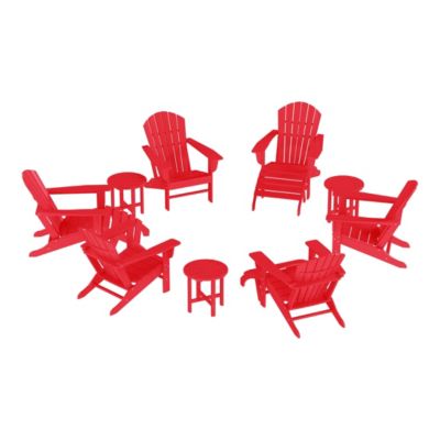 12 Piece Set Outdoor Adirondack Chair With Ottoman Side Table