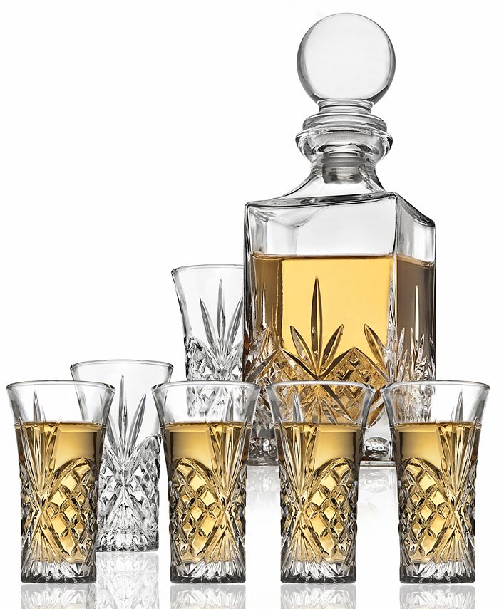 Godinger Dublin Crystal 7 Piece Spirits Decanter & Shot Glass Set - Macy's