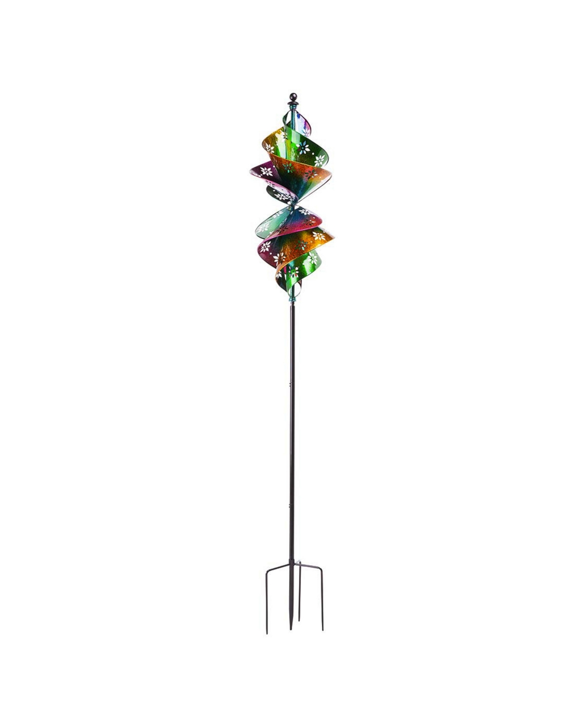 Colorful Vertical Spiral Metal Wind Spinner - Multicolored