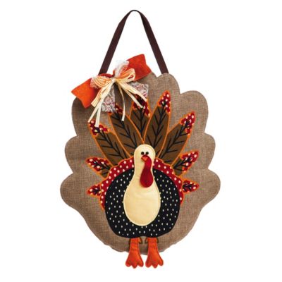 Turkey Burlap Door Decor, 13.30x17.50"H