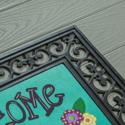 Black Fleur Scroll Sassafras Floor Mat Indoor Outdoor Rubber Tray 18"x30" Fits Sassafras Inserts 10"x22" Black