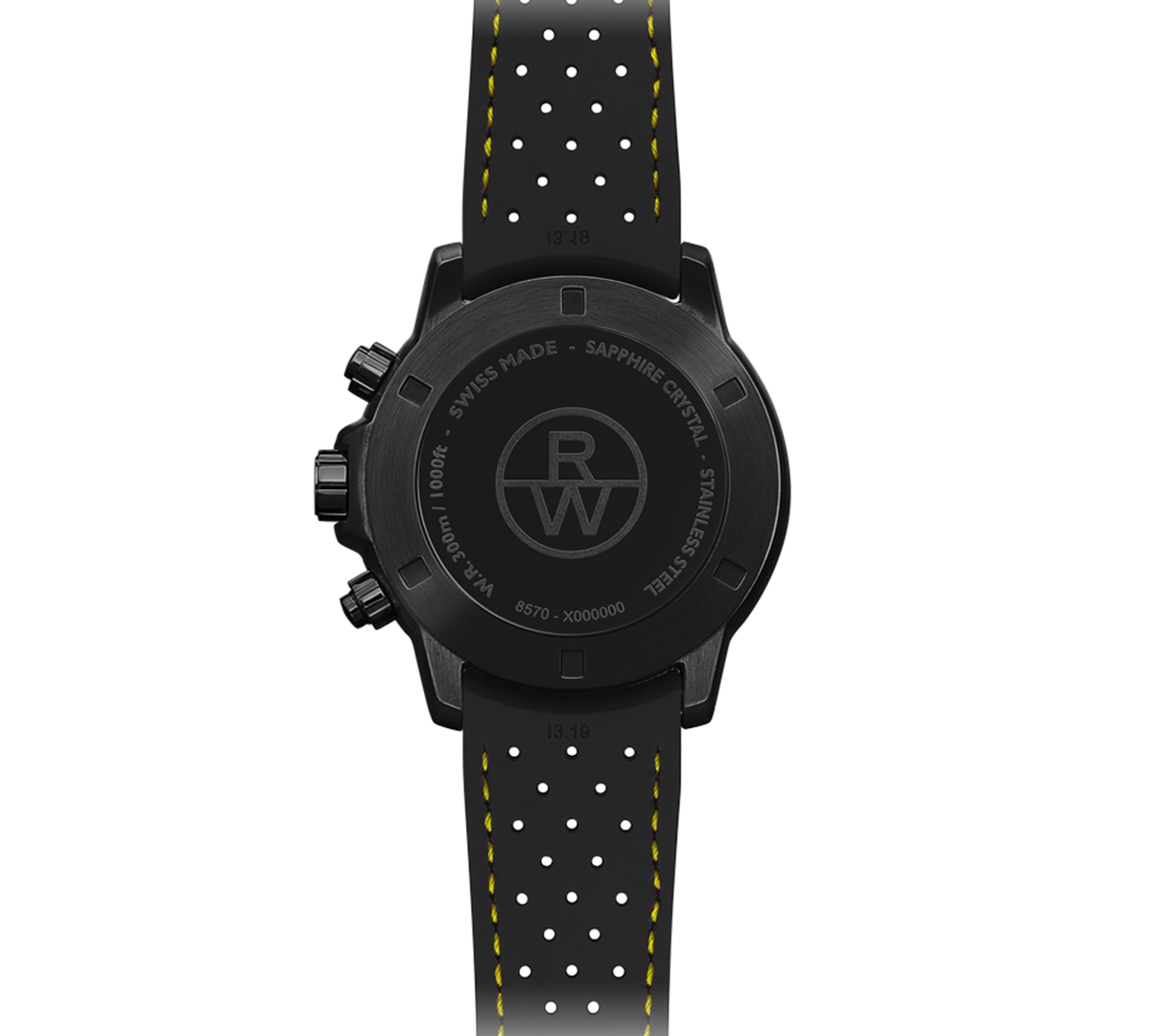 Shop Raymond Weil Men's Swiss Chronograph Tango Black Perforated Rubber Strap 43mm