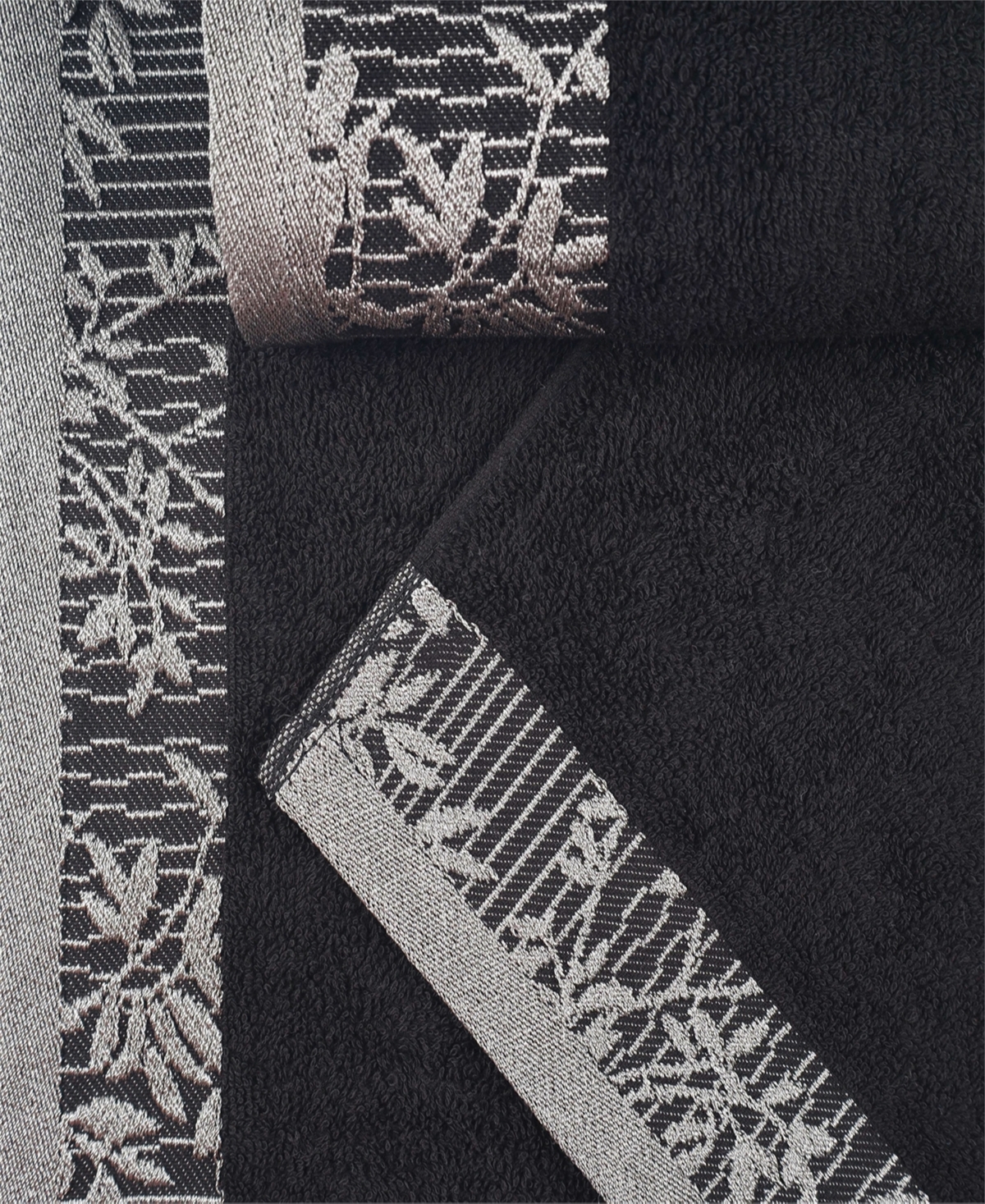 Superior Wisteria Floral Embroidered Jacquard Border Cotton 4 Piece Hand Towel Sets