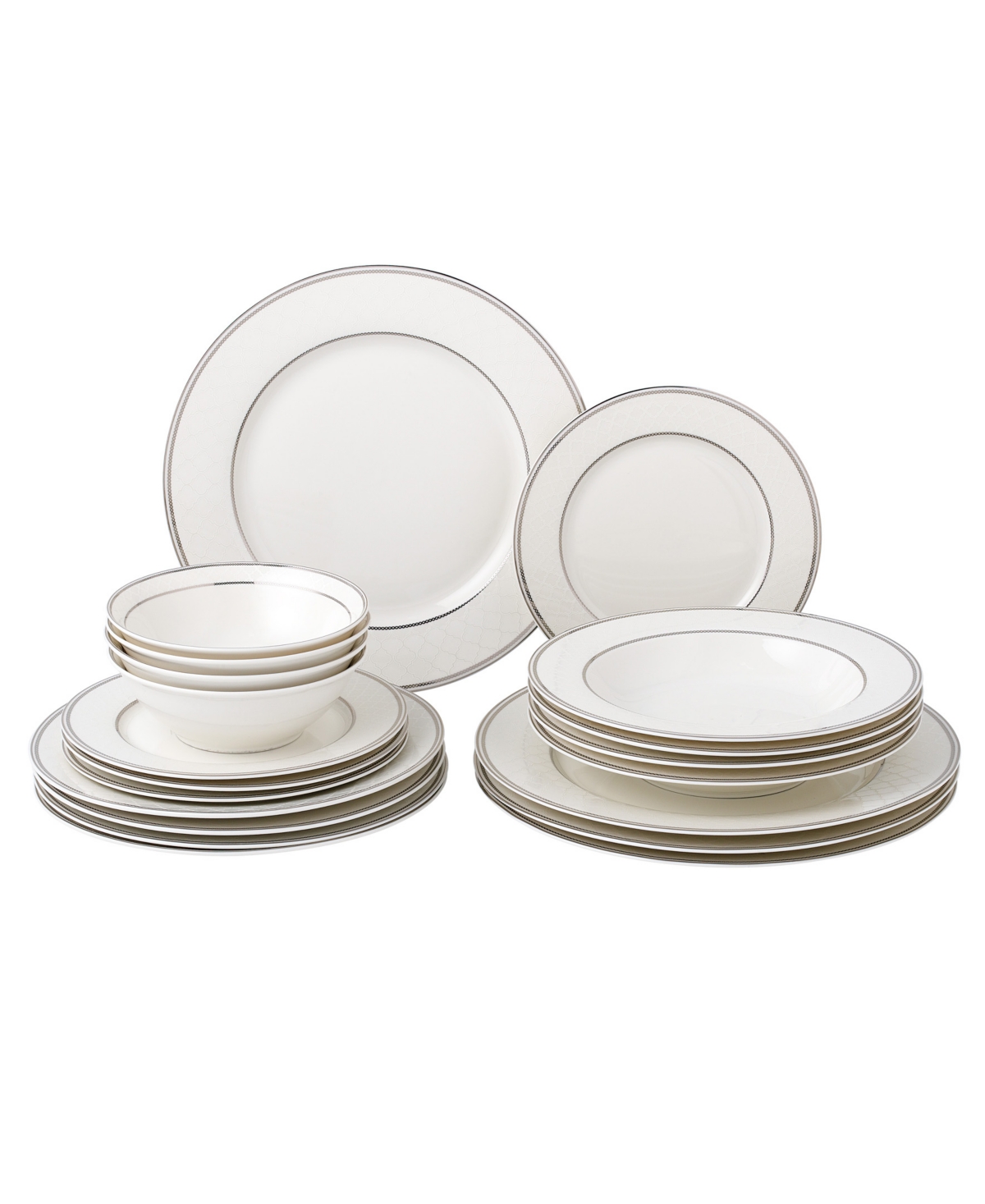 Lorren Home Trends 20 Piece Service For 4 Dinnerware Set In Silver