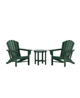 3-Piece Patio Adirondack Chairs with Round Side Table Set