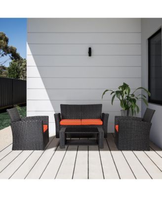 4-Piece Modern Patio Conversation Sofa Set with Cushions