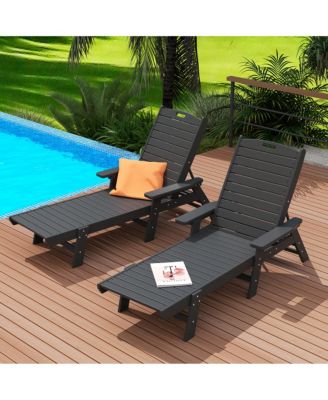 Adirondack Outdoor Chaise Lounge for Patio Garden Poolside (Set of 2)