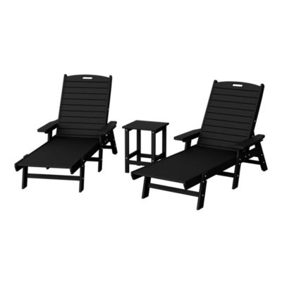 3 Pieces Set Poly Adirondack Outdoor Chaise Lounges with Side Table