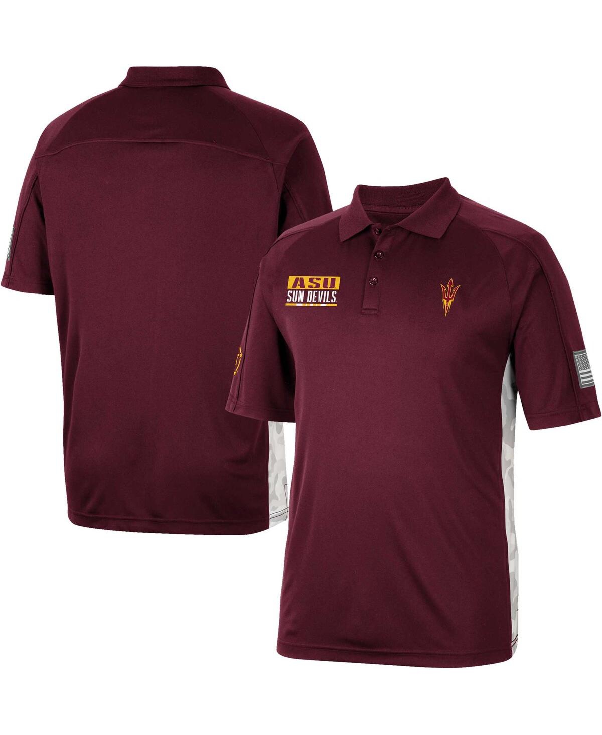 Colosseum Maroon Arizona State Sun Devils Oht Military Appreciation Snow Camo Polo In Maroon