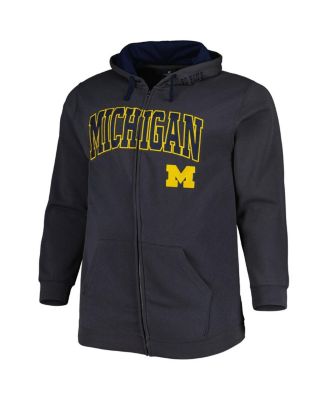 Men's Charcoal Michigan Wolverines Big and Tall Team Full-Zip Hoodie