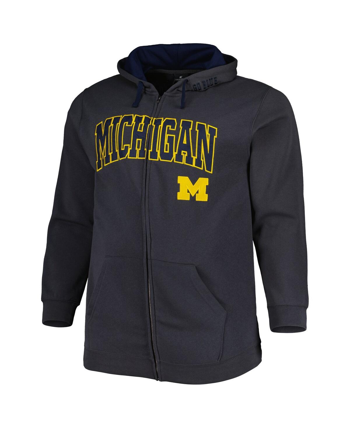 Colosseum Men's  Charcoal Michigan Wolverines Big And Tall Team Full-zip Hoodie In Charcoal
