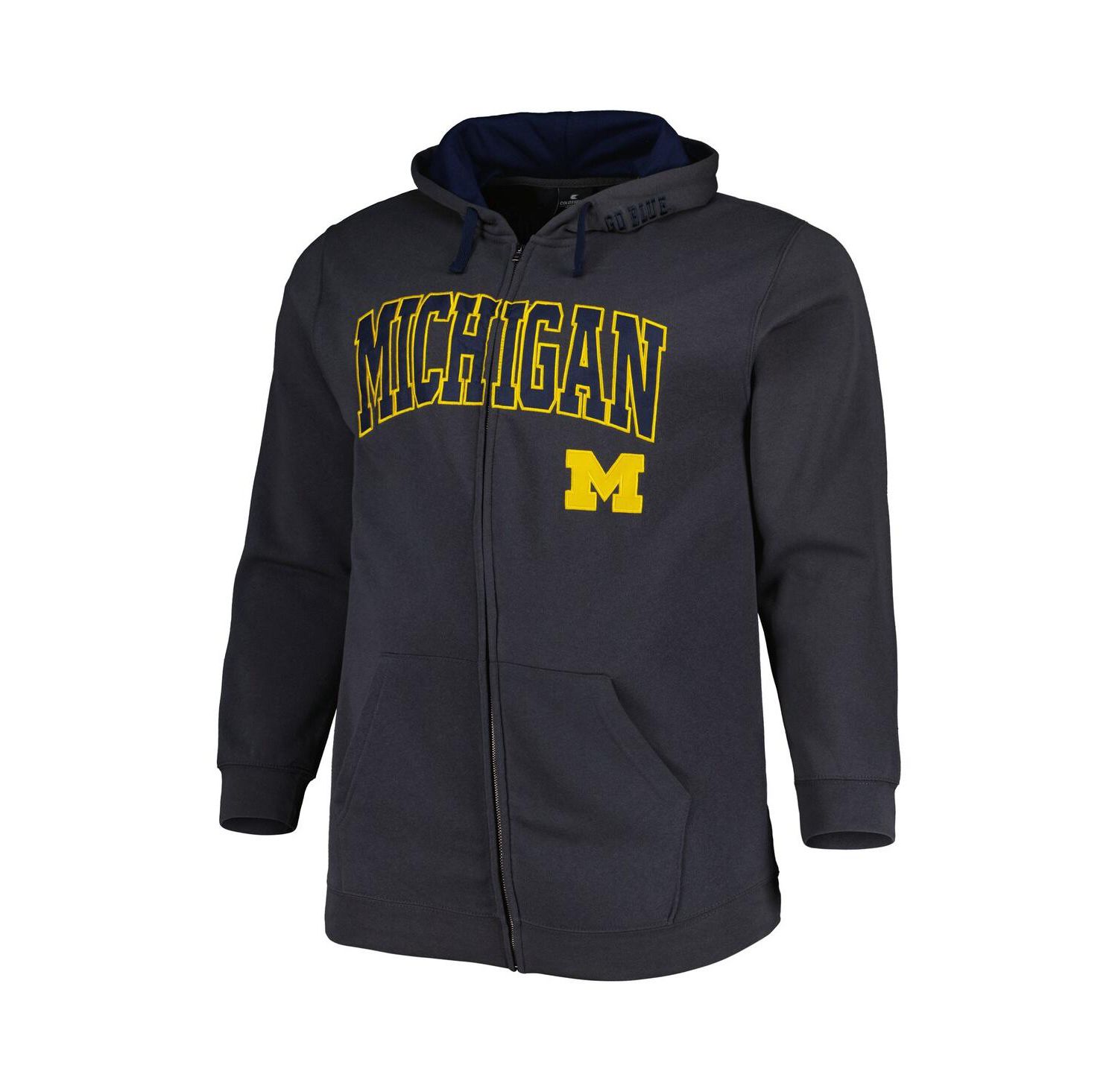Men's Charcoal Michigan Wolverines Big and Tall Team Full-Zip Hoodie