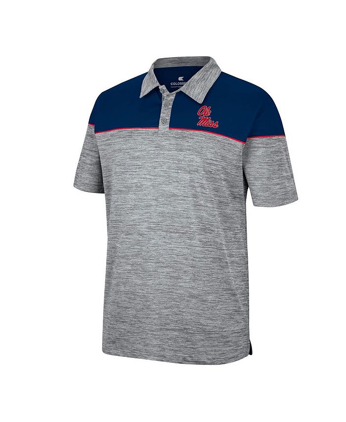 Colosseum Men's Heathered Gray, Navy Ole Miss Rebels Birdie Polo Shirt ...