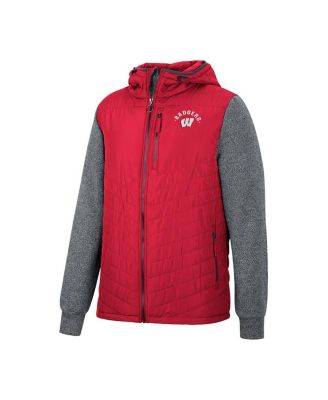 Men's Red Wisconsin Badgers Course Herringbone Full-Zip Hoodie
