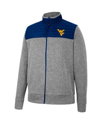 Men's Charcoal, Navy West Virginia Mountaineers Putter Herringbone Full-Zip Jacket