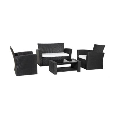 4-Piece Modern Patio Conversation Sofa Set with Cushions