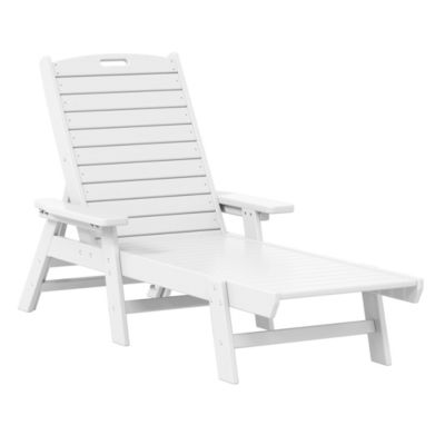 3 Pieces Set Poly Adirondack Outdoor Chaise Lounges with Side Table