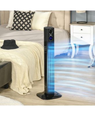 Freestanding Oscillating Tower Fan w/ 12H Timer, LED & Remote, Black