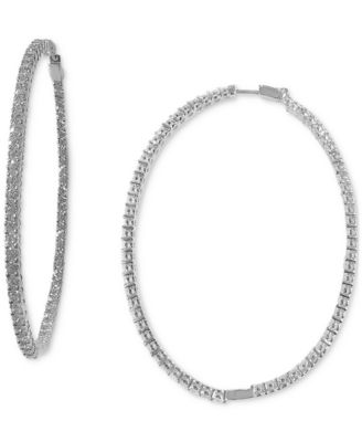 Macy's - Diamond Oval Large Hoop Earrings (9 ct. t.w.) in 14k White Gold