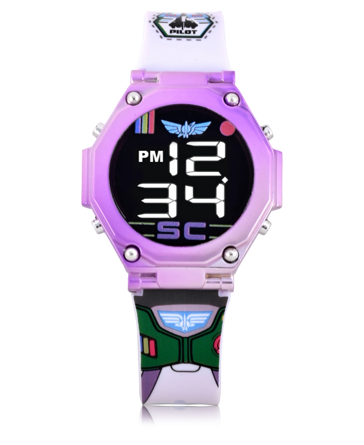 Buzz Lightyear Unisex White Silicone Strap Led Touchscreen Watch In Purple