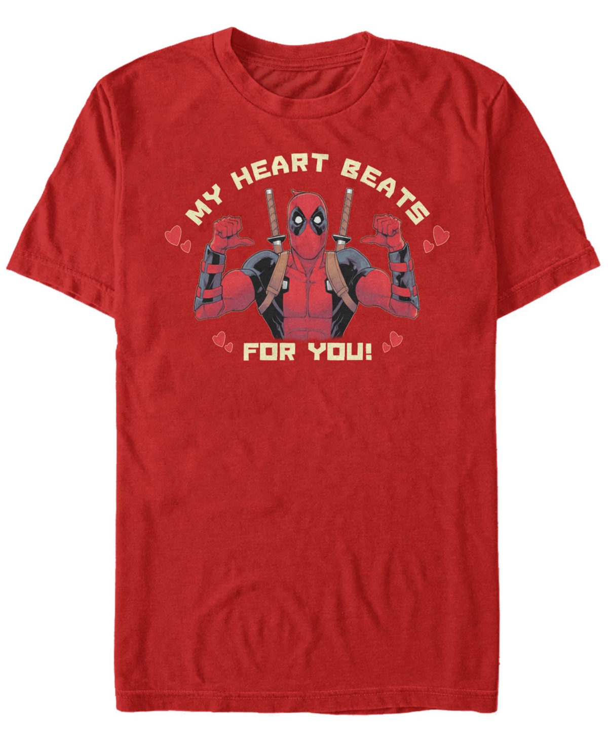 Fifth Sun Men's Deadpool Heartbeat Short Sleeve T-shirt In Red