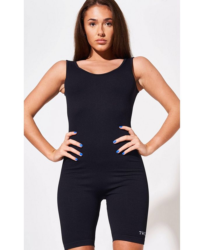 Plunge online neck playsuit
