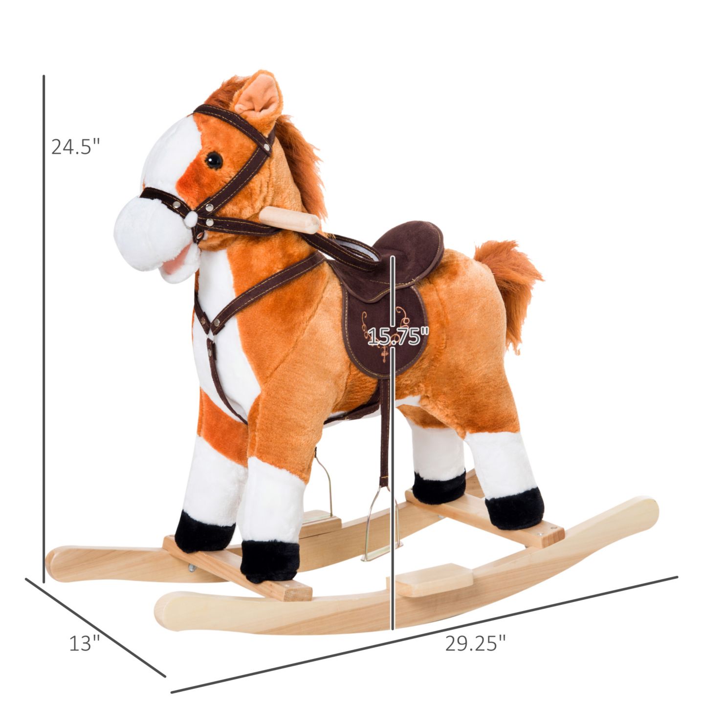 Детская игрушка Qaba Plush Rocking Horse With Realistic Sounds, Supports 88 Lbs., Ages 3+ — фото 2
