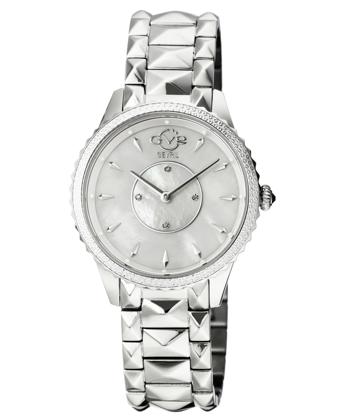 Gv2 By Gevril Women's Siena Swiss Quartz Diamond Accents Silver-tone Stainless Steel Bracelet Watch