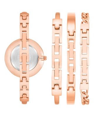 Women's Rose Gold-Tone Alloy Bangle Fashion Watch 37mm Set 4 Pieces