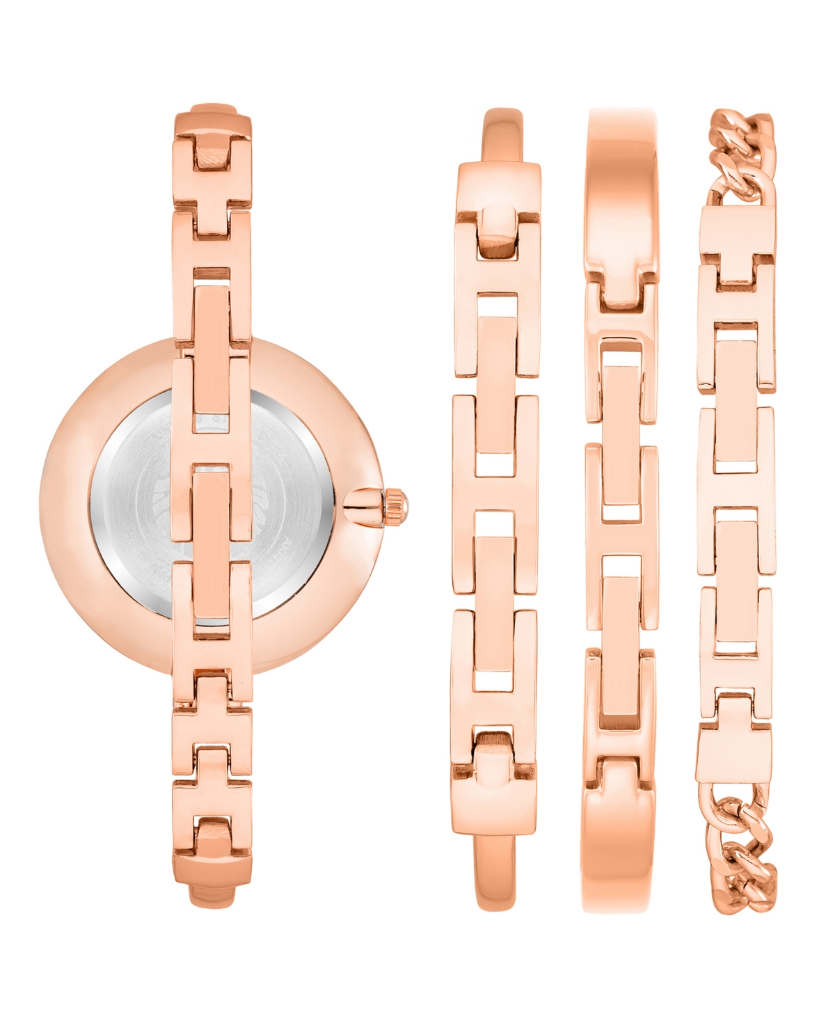 Anne Klein Women's Rose Gold-tone Alloy Bangle Fashion Watch 37mm Set 4 Pieces In Rose Gold