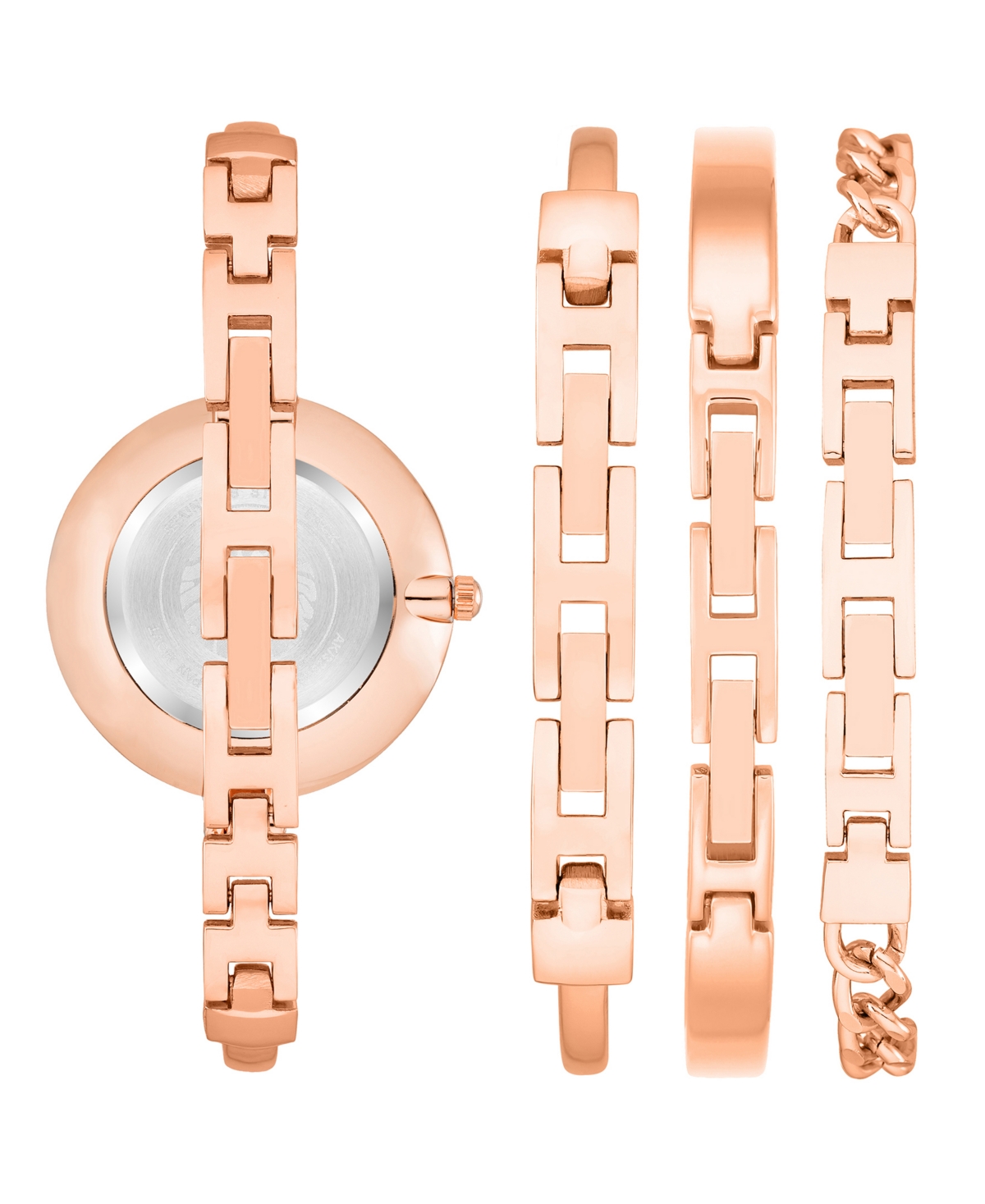 Shop Anne Klein Women's Rose Gold-tone Alloy Bangle Fashion Watch 37mm Set 4 Pieces