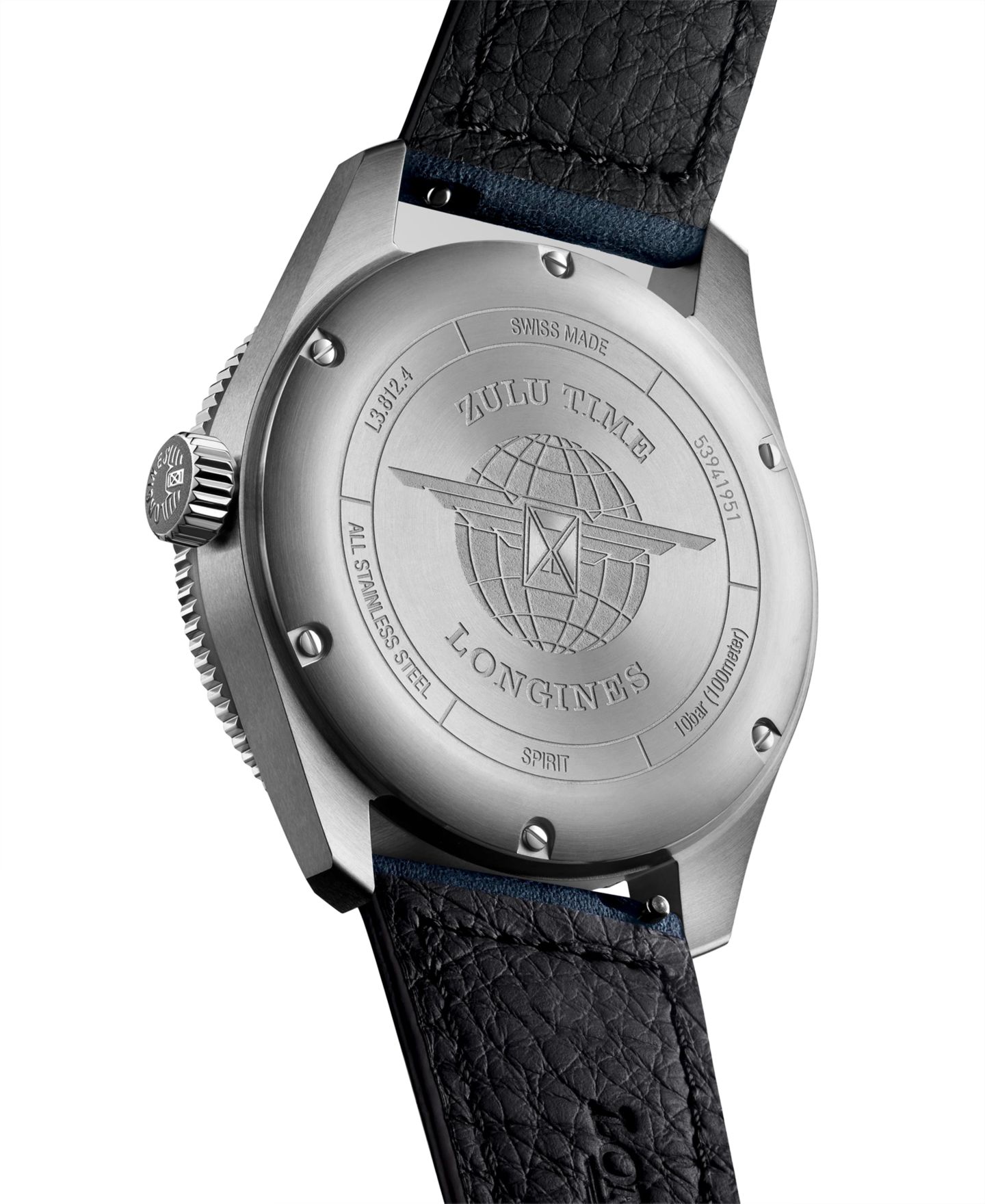 Мужские часы Longines Swiss Automatic Spirit Zulu Time Blue Leather Strap Watch 42mm — фото 2