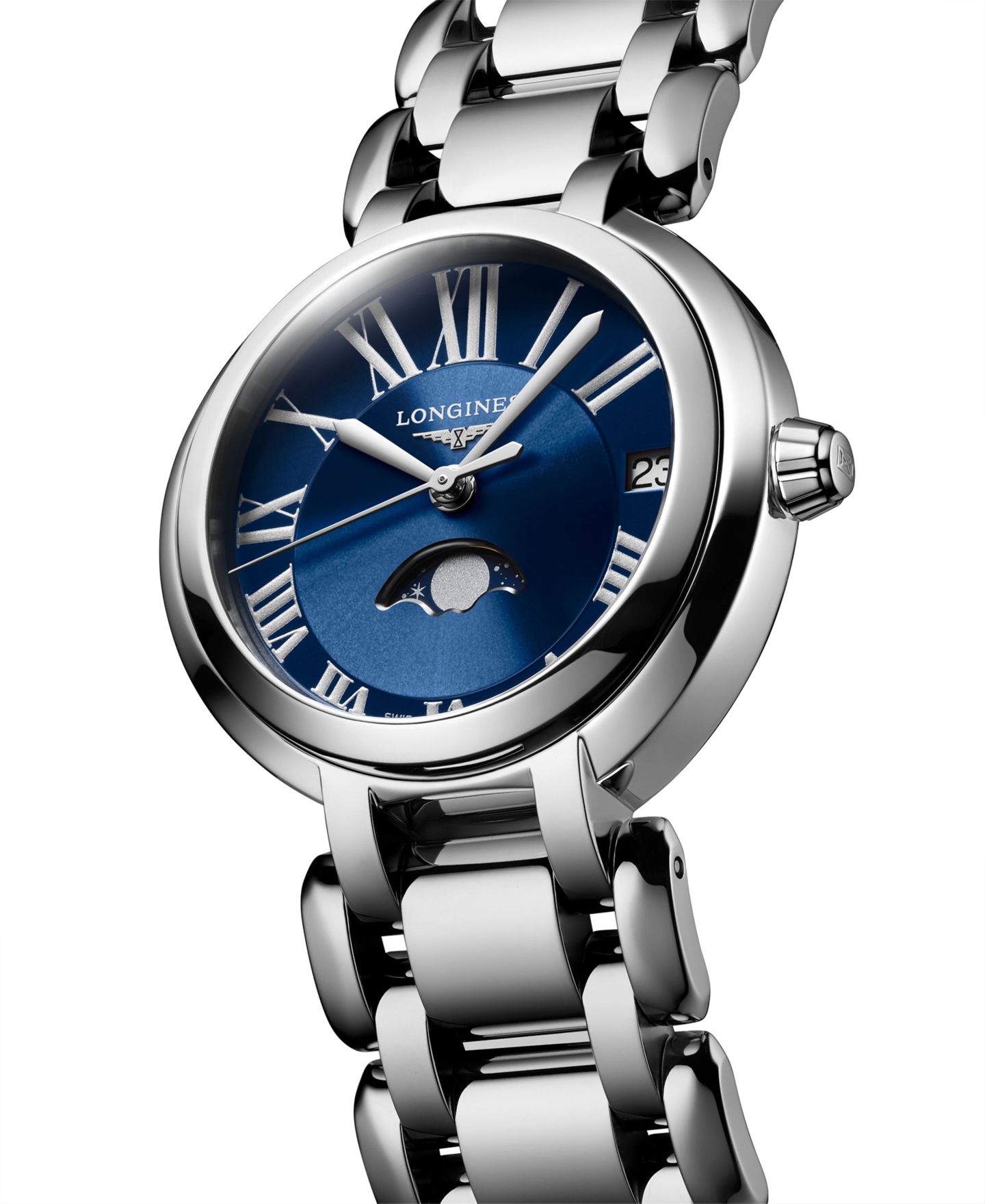 Женские часы Longines Swiss PrimaLuna Moon Phase Stainless Steel Bracelet Watch 31mm — фото 3