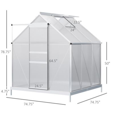 6'x6' Polycarbonate Walk-in Garden house w/ Sliding Door