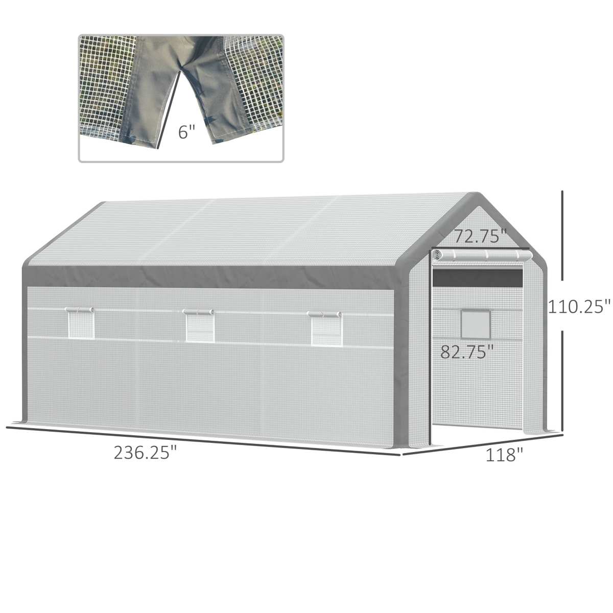Outsunny Walk-In Plant Hot House with 8 Closeable Windows & Weather Cover