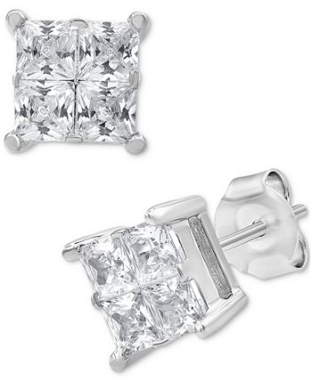 Macy's princess shop cut diamond earrings