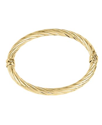 Italian Gold - Twist Hinge Bangle Bracelet in Italian 14k Gold or White Gold