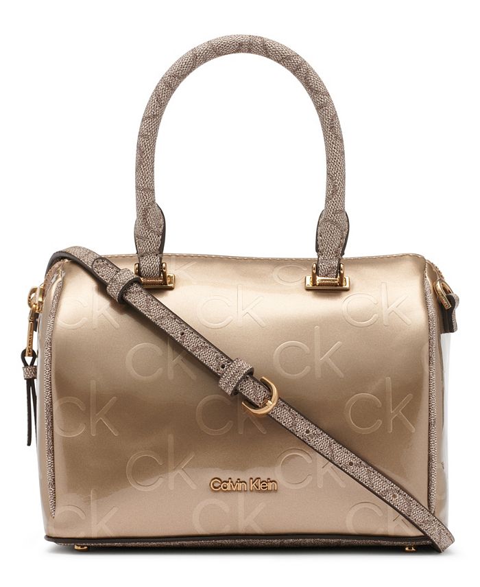 Calvin Klein Ashley Embossed Signature Mini Top Zipper Satchel & Reviews -  Handbags & Accessories - Macy's