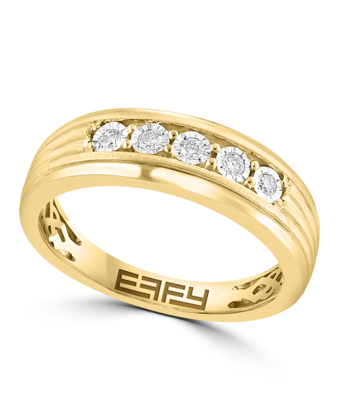 Effy Men's Diamond Ring (1/6 ct. t.w.) in Sterling Silver (Also available 14k Gold-Plated Sterling Silver)