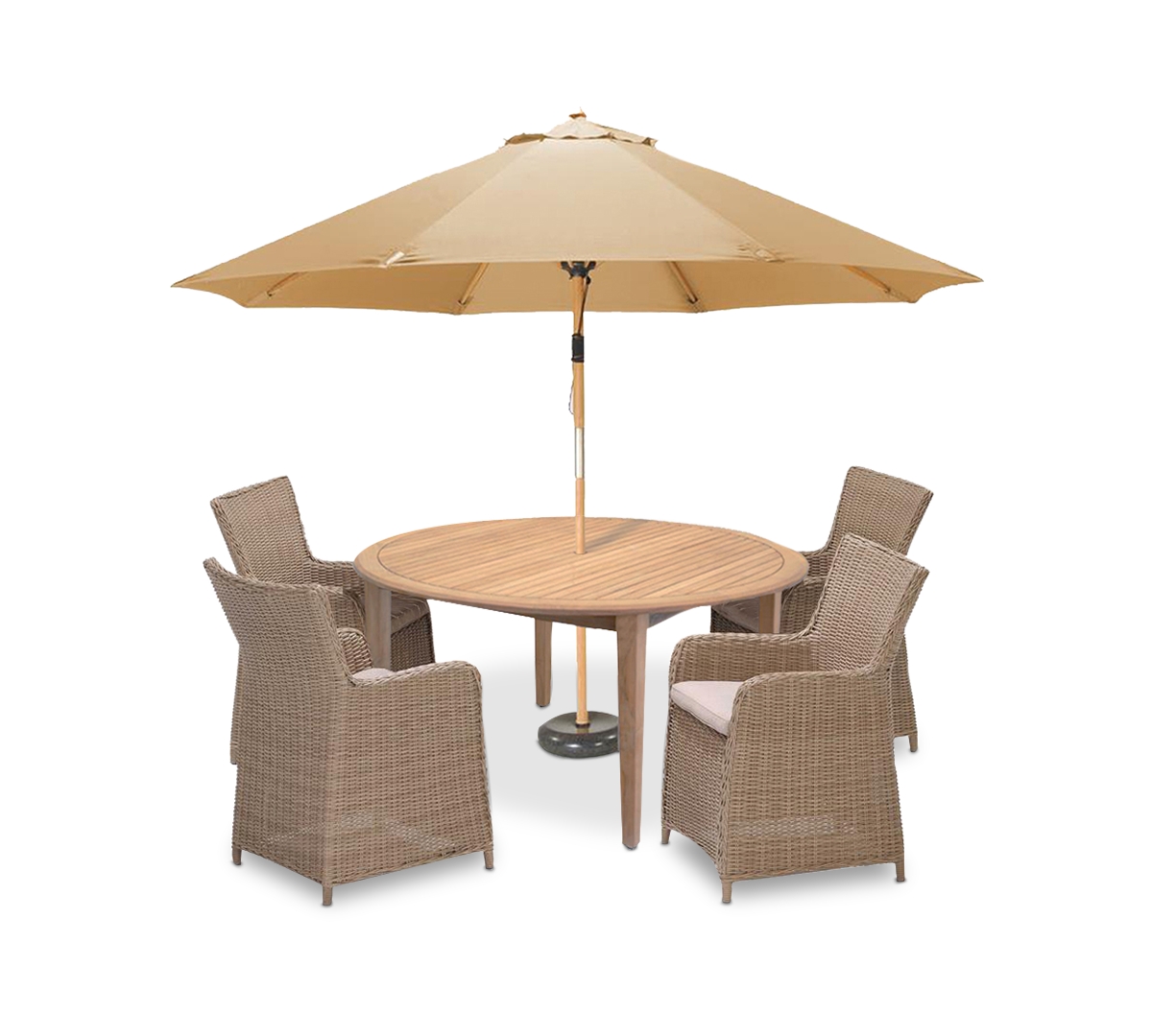 Furniture Longstock Outdoor Teak Dining 5-pc Set, Created For Macy's In Natural
