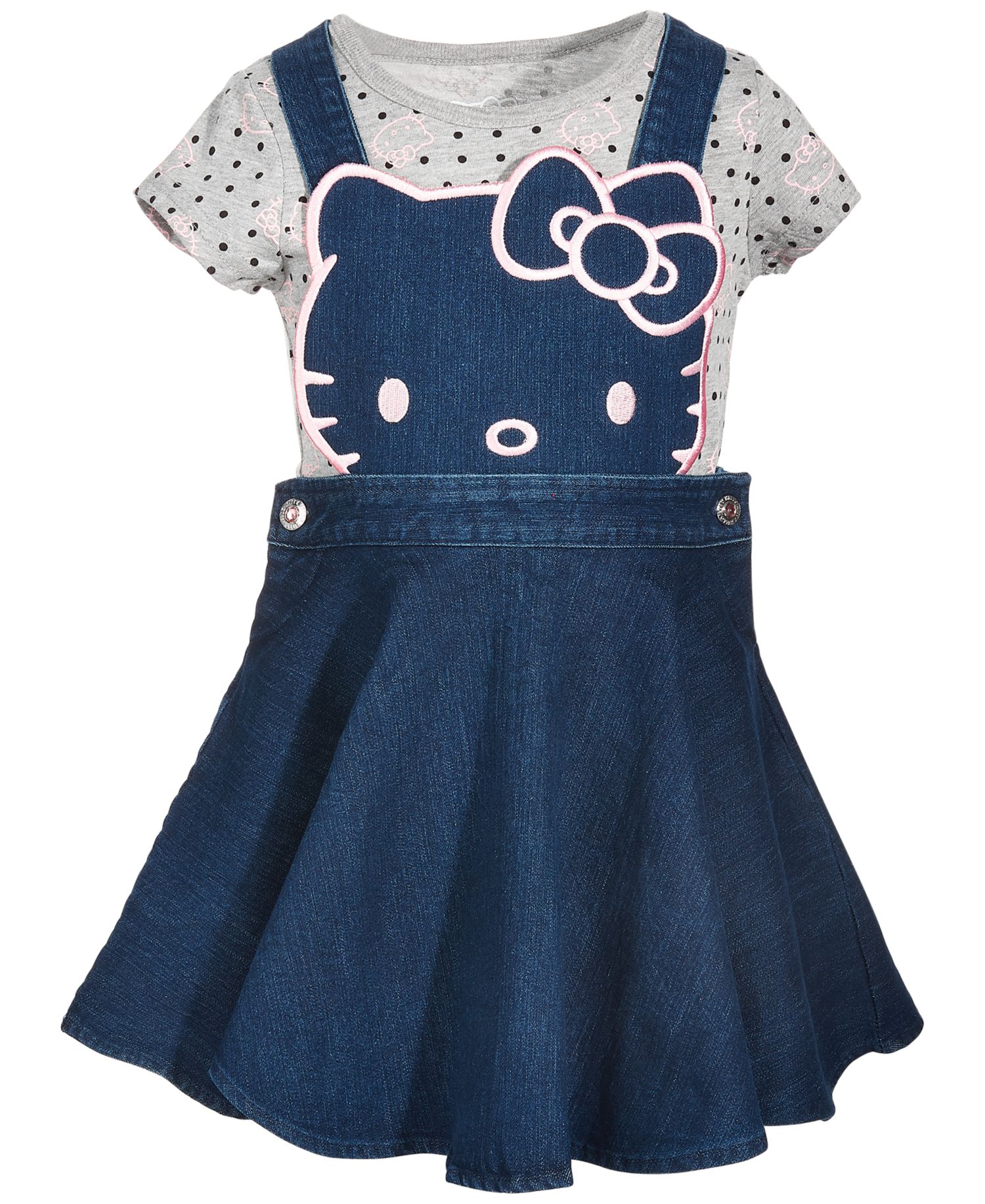 Girls' 4-6X Short-Sleeve T-Shirt and Denim Dress, 2-Piece Set
