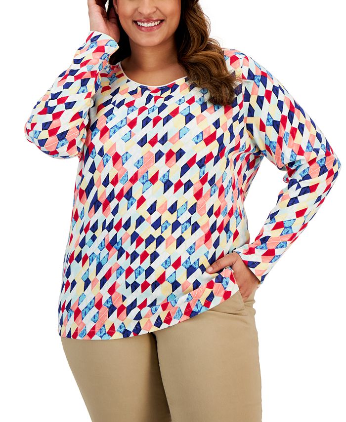 Karen Scott Plus Size Long Sleeve Top, Created for Macy's