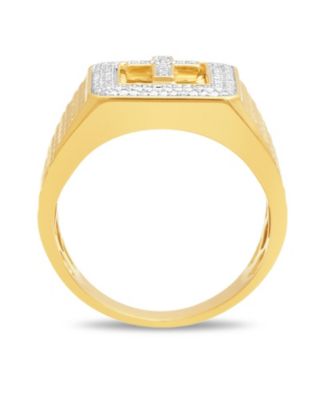 Men's Diamond Cross Ring (1/10 ct. t.w.) in 18k Gold-Plated Sterling Silver