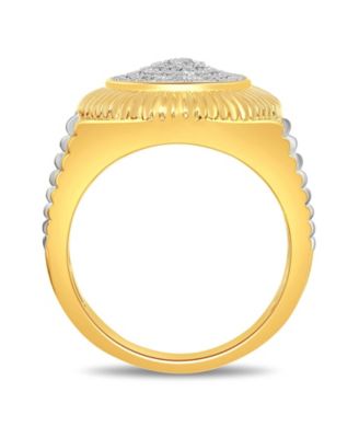 Men's Diamond Two-Tone Circle Cluster Style Ring (1/10 ct. t.w.) in 18k Gold-Plate  Sterling Silver (Also in Sterling Silver)