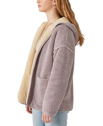 Reversible Hi Pile Hooded Sherpa Cardigan Sweater