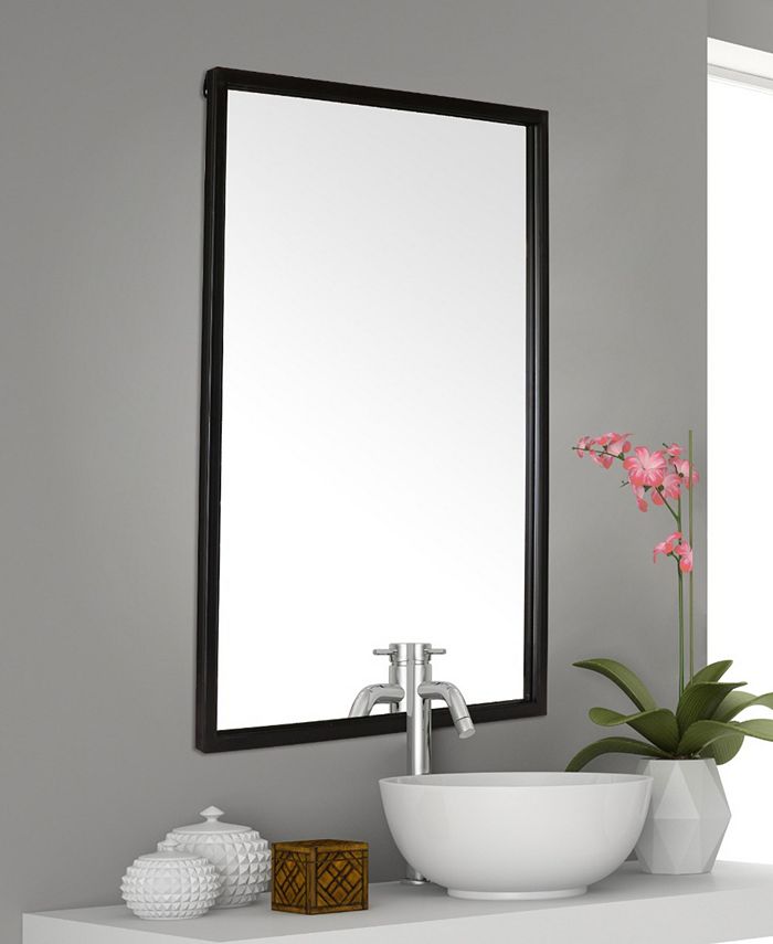 Mirrorize Rectangular Metal Framed Bathroom Vanity Wall Mirror, 35