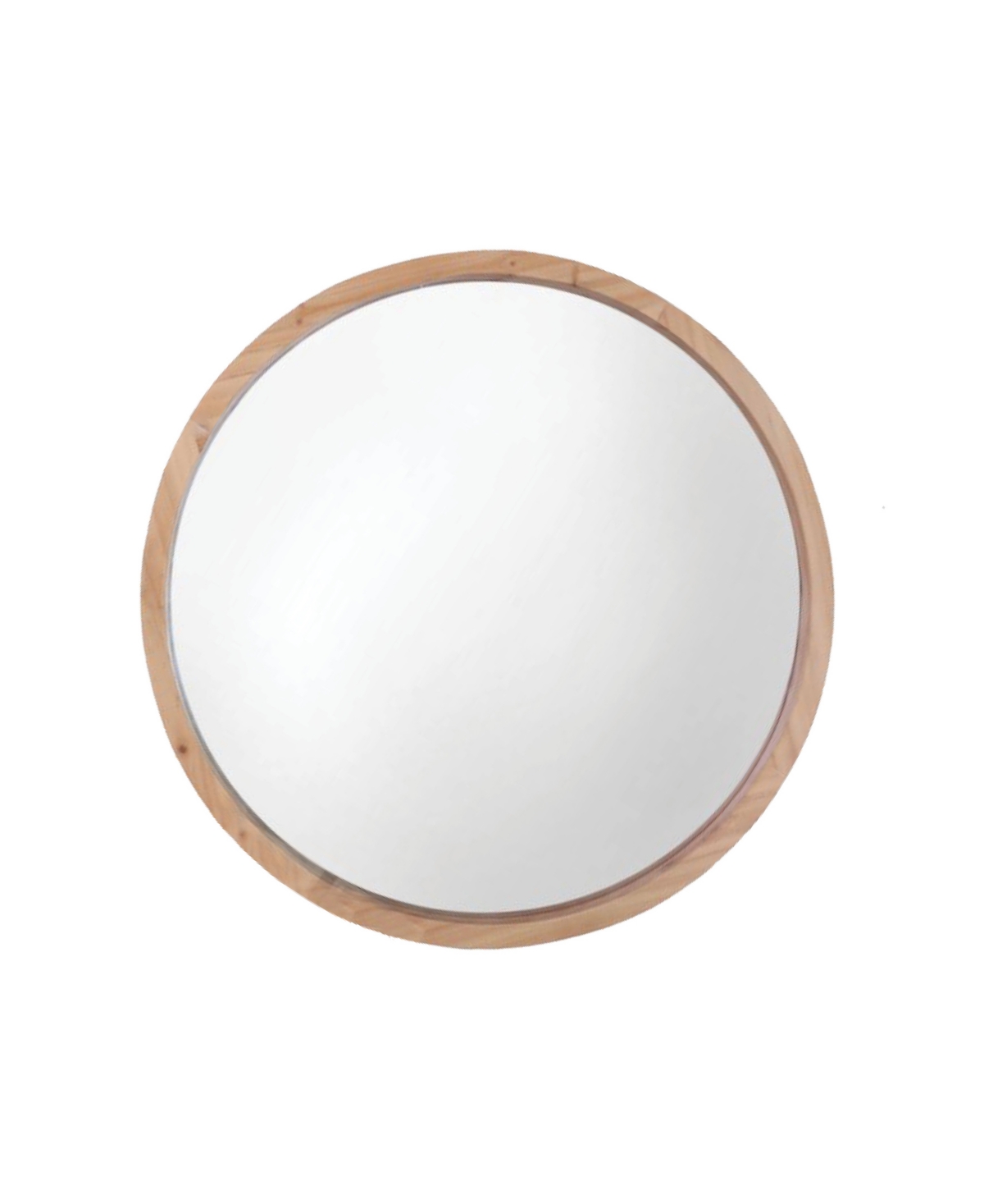 Round Natural Wood Frame Bathroom Vanity Wall Mirror, 30" D - Natural